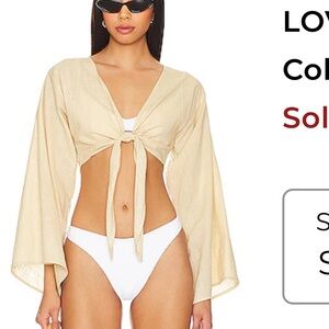 Lovers + Friends Cream Tie-Front Crop Top